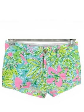 Lilly Pulitzer The Walsh Short Green Pink Cotton Short Women’s Size 0